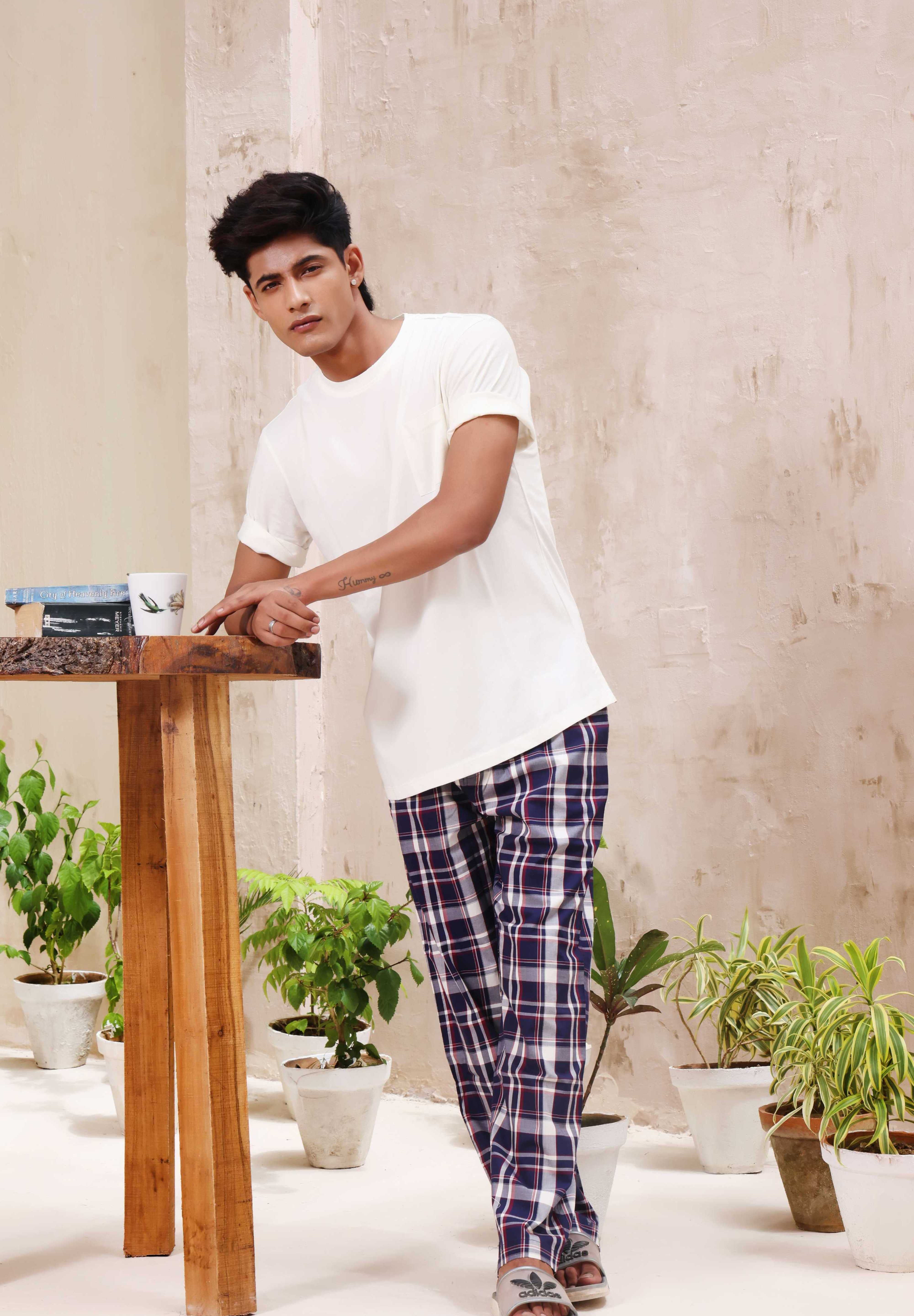 Classic Checkmate | Knits T-Shirt with Poplin Pyjamas 100% Cotton - Snoozeoff