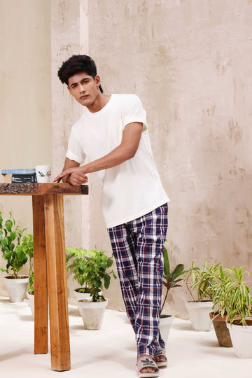 Classic Checkmate | Knits T-Shirt with Poplin Pyjamas 100% Cotton - Snoozeoff