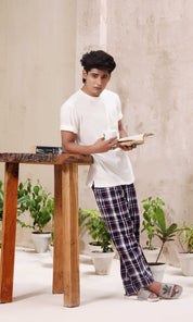 Classic Checkmate | Knits T-Shirt with Poplin Pyjamas 100% Cotton - Snoozeoff