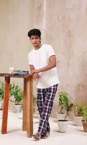 Classic Checkmate | Knits T-Shirt with Poplin Pyjamas 100% Cotton - Snoozeoff