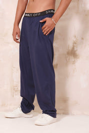 Navy Blue 100% Cotton Soft Touch Pyjama - Snoozeoff