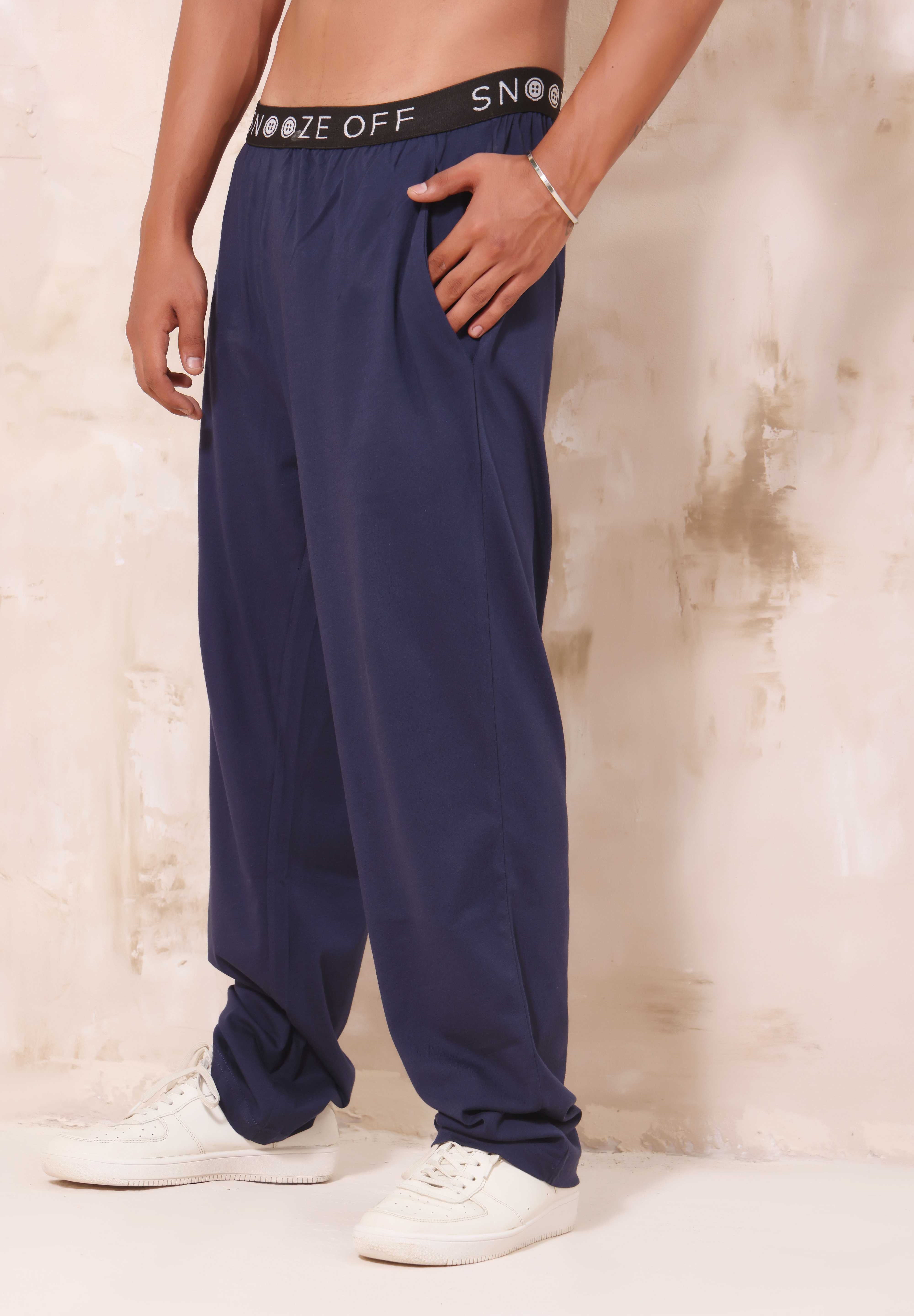 Navy Blue 100% Cotton Soft Touch Pyjama - Snoozeoff