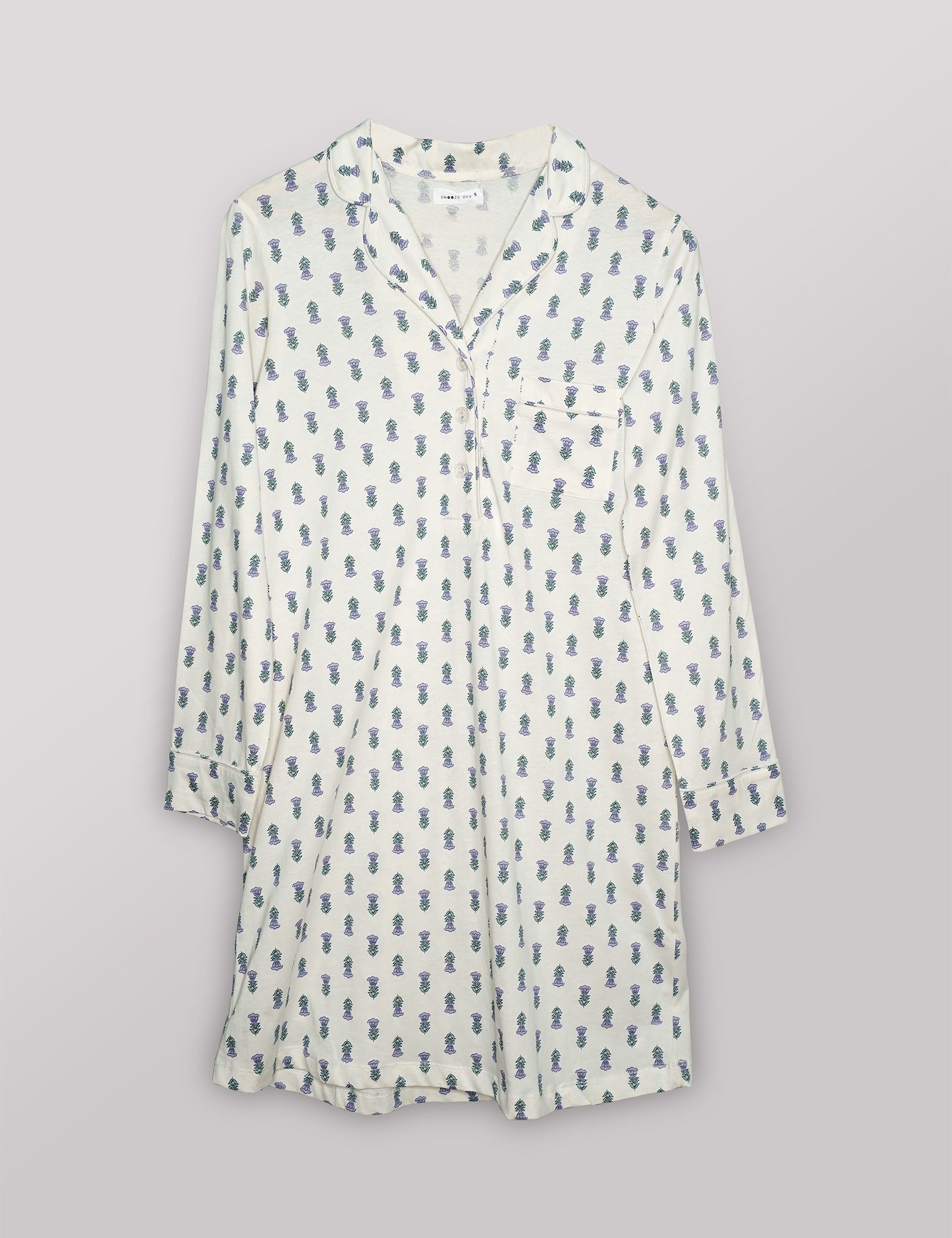 White Floral Nightshirt - Snoozeoff